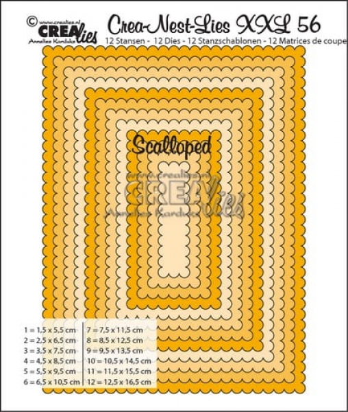 Crea-Nest-Lies XXL #56 Scalloped Rectangles, Stanze - Crealies